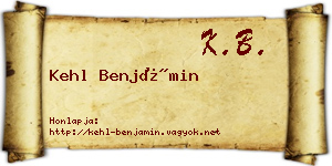 Kehl Benjámin névjegykártya